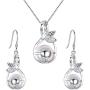 EleQueen 925 Sterling Silver CZ Cream Freshwater Cultured Pearl Leaf Bridal Necklace Hook Earrings Set Clear