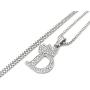 Fashion 21 Unisex Small Size Pave Initial Alphabet Letter Pendant 2mm 24 inches Box Chain Necklace