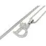 Fashion 21 Unisex Small Size Pave Initial Alphabet Letter Pendant 2mm 24 inches Box Chain Necklace