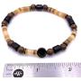 Mens Shell and Wood Mala Beads Stretch Bracelet Handcrafted in USA - Golden Brown