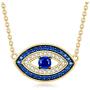 FANCIME Valentines Day Gift Sterling Silver Gold Evil Eye Necklace Cubic Zirconia Simulated Diamond Pendant Necklace Fine Jewelry for Women Girls 16 + 2 inch Extender