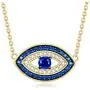 FANCIME Valentines Day Gift Sterling Silver Gold Evil Eye Necklace Cubic Zirconia Simulated Diamond Pendant Necklace Fine Jewelry for Women Girls 16 + 2 inch Extender