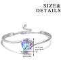 AOBOCO I Love You Jewelry - Sterling Silver Blue Purple Love Heart Bangle Bracelet Embellished with Crystals from Austria, Fine Anniversary Birthday Jewelry Gifts for Women