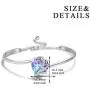 AOBOCO I Love You Jewelry - Sterling Silver Blue Purple Love Heart Bangle Bracelet Embellished with Crystals from Austria, Fine Anniversary Birthday Jewelry Gifts for Women