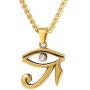 U7 Ancient Egyption Jewelry Stainless Steel 18K Gold Plated Eye of Horus Necklace, Ankh Cross Pendant, Men Women Fashion Jewelry with Chain 22 Inch, Custom Engravable