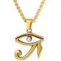 U7 Ancient Egyption Jewelry Stainless Steel 18K Gold Plated Eye of Horus Necklace, Ankh Cross Pendant, Men Women Fashion Jewelry with Chain 22 Inch, Custom Engravable