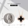 AMIREUX Four Leaf Clover Necklaces for Women - Good Luck - Pendant Necklace - Rose Gold Plated Cubic Zirconia - Black/Red Agate/Green