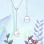 J.LUNA The Countess, Necklace Gifts for Mom Crystal White Pearl Sterling Silver Y Necklace for Women Jewelry with Cubic Zirconia Hypoallergenic Material with Gift Box, Christmas Birthday Gifts