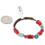 $80Tag Certified Navajo Turquoise Coral Native Adjustable Wrap Bracelet 12742-1 Made by Loma Siiva