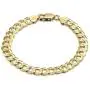 Amberta Plated on 925 Sterling Silver Bracelet - Various Styles - 8 mm Thick - Flat Cuban Curb Chain for Men - Length 8 Inch