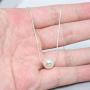 TseanYi Tiny Pearl Pendant Necklace Silver Floating Pearl Chain Necklace Choker Minimal Boho Collarbone Necklace Jewelry for Women and Girls (Silver)