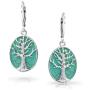 Oval Lapis Turquoise Abalone Leverback Mother Of Pearl Family Tree Of Life Dangle Earrings For Women Sterling Silver