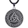 HAQUIL Celtic Knot Triquetra Necklace, PU Leather Cord