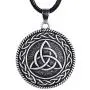 HAQUIL Celtic Knot Triquetra Necklace, PU Leather Cord