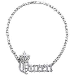 GWOOD Crown Queen Necklace with Crystal Rhinestones, or Earrings