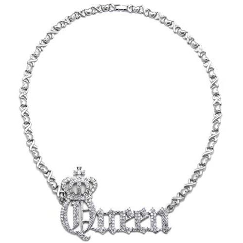 GWOOD Crown Queen Necklace with Crystal Rhinestones, or Earrings