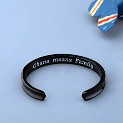 WUSUANED Ohana Means Family Hibiscus Hair Tie Grooved Cuff Bangle Bracelet Hawaii Jewelry Gift for Family Best Friends