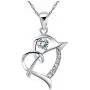 Uloveido White Gold Plated Arrow Heart Pendant Necklace for Women Girls with Purple White Cubic Zirconia N662
