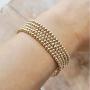 Gold Bead Bracelet for Women,14K Gold Plated Bead Ball Bracelet Stretchable Elastic Bracelet