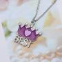 2 Pcs/Set Enamel Rainbow Cloud Purple Crown Pendant Necklace Sets BFF Friendship Jewelry Gifts for Kids