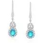 .925 Sterling Silver, Pear Cut Swiss Blue Topaz & Created White Sapphire Teardrop 18'' Pendant Necklace and Dangle Earring December Jewelry Set .925 Sterling Silver, Pear Cut Swiss Blue Topaz & Created White Sapphire Teardrop 18'' Pendant Necklace and Dangle Earring December Jewelry Set