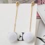 2 Pairs Faux Fur Cute Tassel Drop Dangle Earrings Set Sweet Winter Fashion Jewelry Fur Ball Pendients Drop Earrings for Women Girl Gift