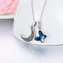 AOBOCO Urn Necklace for Ashes Sterling Silver Crescent Moon Pendant Cremation Memorial Keepsake Pendant with Blue Heart Crystal