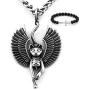 Gungneer Ancient Egyptian Goddess Egypt Sphinx Black Cat Pendant Stainless Steel Necklace Protection Amulet Keel Chain
