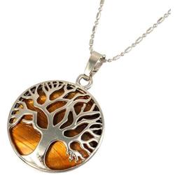 Nupuyai Tree of Life Stone Pendant Necklace for Unisex, Pendants with Chain 19.5'' Chakra Jewelry