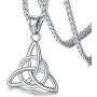 FaithHeart Triangle Celtic Knot Necklace Stainless Steel Vintage Irish Pendant Jewelry for Men Women with 24 Inch Chain (Silver/Gold)