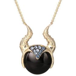 Disney Villains Maleficent Yellow Gold Plated Sterling Silver Cubic Zirconia and Black Onyx Necklace, Official License