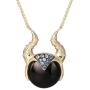 Disney Villains Maleficent Yellow Gold Plated Sterling Silver Cubic Zirconia and Black Onyx Necklace, Official License