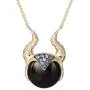 Disney Villains Maleficent Yellow Gold Plated Sterling Silver Cubic Zirconia and Black Onyx Necklace, Official License