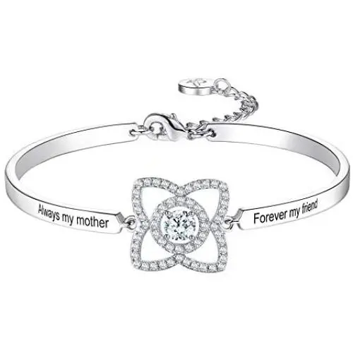 Aihitero Christmas Day Mom Bracelets Gifts, Always My Mother Forever My Friend Love Bangle, Fashion Jewelry for Women, Her Birthday Anniversary Thanksgiving Xmas Presents from Daughter and Son Aihitero Christmas Day Mom Bracelets Gifts, Always My Mother Forever My Friend Love Bangle, Fashion Jewelry for Women, Her Birthday Anniversary Thanksgiving Xmas Presents from Daughter and Son