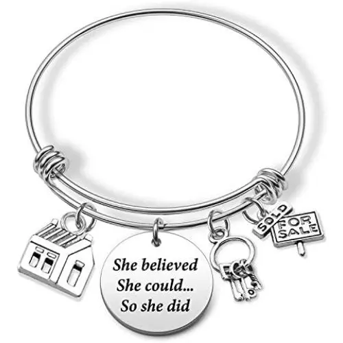 Realtor Gift She Believed She Could Bracelet Real Estate Agent Jewelry Gift Inspirational Gift Appreciation Gift(she Believe Realtor BR)