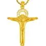 LIFETIME JEWELRY Large CZ Halo Jesus Pendant Cross Necklace 24k Gold Plated LIFETIME JEWELRY Large CZ Halo Jesus Pendant Cross Necklace 24k Gold Plated