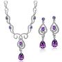 Neoglory Purple Cubic Zirconia Teardrop Jewelry Set Necklace Earrings Wedding Bridal Women Jewelry embellished with Crystals from Swarovski