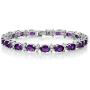 Gem Stone King 20.00 Ct Oval & Round Purple Color Cubic Zirconias CZ Womens Tennis Bracelet 7 Inch