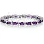 Gem Stone King 20.00 Ct Oval & Round Purple Color Cubic Zirconias CZ Womens Tennis Bracelet 7 Inch