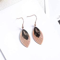 Rose Gold Hollow Leaf Dangle Earrings,Stainless Steel Dangle Drop Earrings for Women Girls Christmas Valentines Day Jewelry