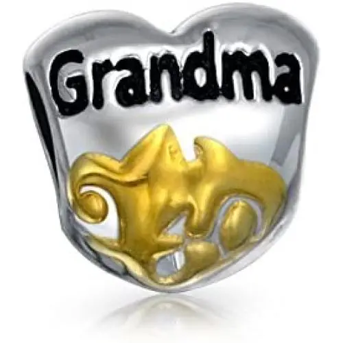 Personalize Heart Shape Floral Scroll Daughter Grandmother God Mother Charm Bead For Bracelet For Women Two Tone 14K Gold Plated .925 Sterling Silver Personalize Heart Shape Floral Scroll Daughter Grandmother God Mother Charm Bead For Bracelet For Women Two Tone 14K Gold Plated .925 Sterling Silver