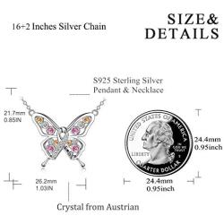 AOBOCO Cancer Survivor Butterfly Necklace Jewelry Gifts for Women, Sterling Silver Cancer Awareness Item