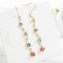 Neoglory Jewelry 14k Gold Plated Multicolor Beads Rhinestone Dangle Earrings 2.5''
