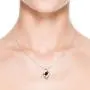 January Birthstone - Shell Style Oval Garnet and Diamond Pendant Necklace in Silver (4x3mm Garnet) January Birthstone - Shell Style Oval Garnet and Diamond Pendant Necklace in Silver (4x3mm Garnet)