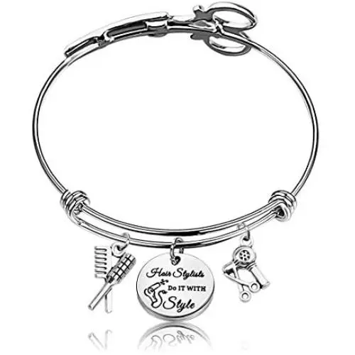 HOLLP Expandable Hairdresser Bracelet Hair Stylist Gift Hair Stylists Do It with Style Jewelry Scissor Bangle Bracelets with Comb Hair Drier Charm Graduation Gift HOLLP Expandable Hairdresser Bracelet Hair Stylist Gift Hair Stylists Do It with Style Jewelry Scissor Bangle Bracelets with Comb Hair Drier Charm Graduation Gift