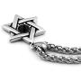 Warvik Jewish Star of David Pendant Necklace Dog Tag Hexagram, Stainless Steel Jewelry Mens Womens Wheat Chain 20/28inch