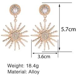 ONLYJUMP Fashion Sun Star Earrings Set for Women Girls Unique Bohemian Vintage Sumflower Shape Pearl Dangle Drop Statement Ear Jewellery