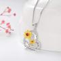 NUOKUN S925 Sterling Silver Heart Sunflower Necklace You are My Sunshine Necklace Rose Flower Pendant I Love You to The Moon and Back Jewelry for Women Girlfriend Wife Mother Her Birthday Gifts