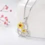 NUOKUN S925 Sterling Silver Heart Sunflower Necklace You are My Sunshine Necklace Rose Flower Pendant I Love You to The Moon and Back Jewelry for Women Girlfriend Wife Mother Her Birthday Gifts