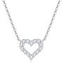 Carleen Solid Real Gold Round Diamond Small Tiny Love Open Heart Dainty Pendant Necklace Delicate Jewelry for Women Girls, 16+2'' Solid Gold Chain